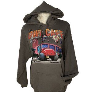 Vintage Owl Cafe L Sweatshirt Albuquerque Balloon Fiesta Gray Distressed Humor